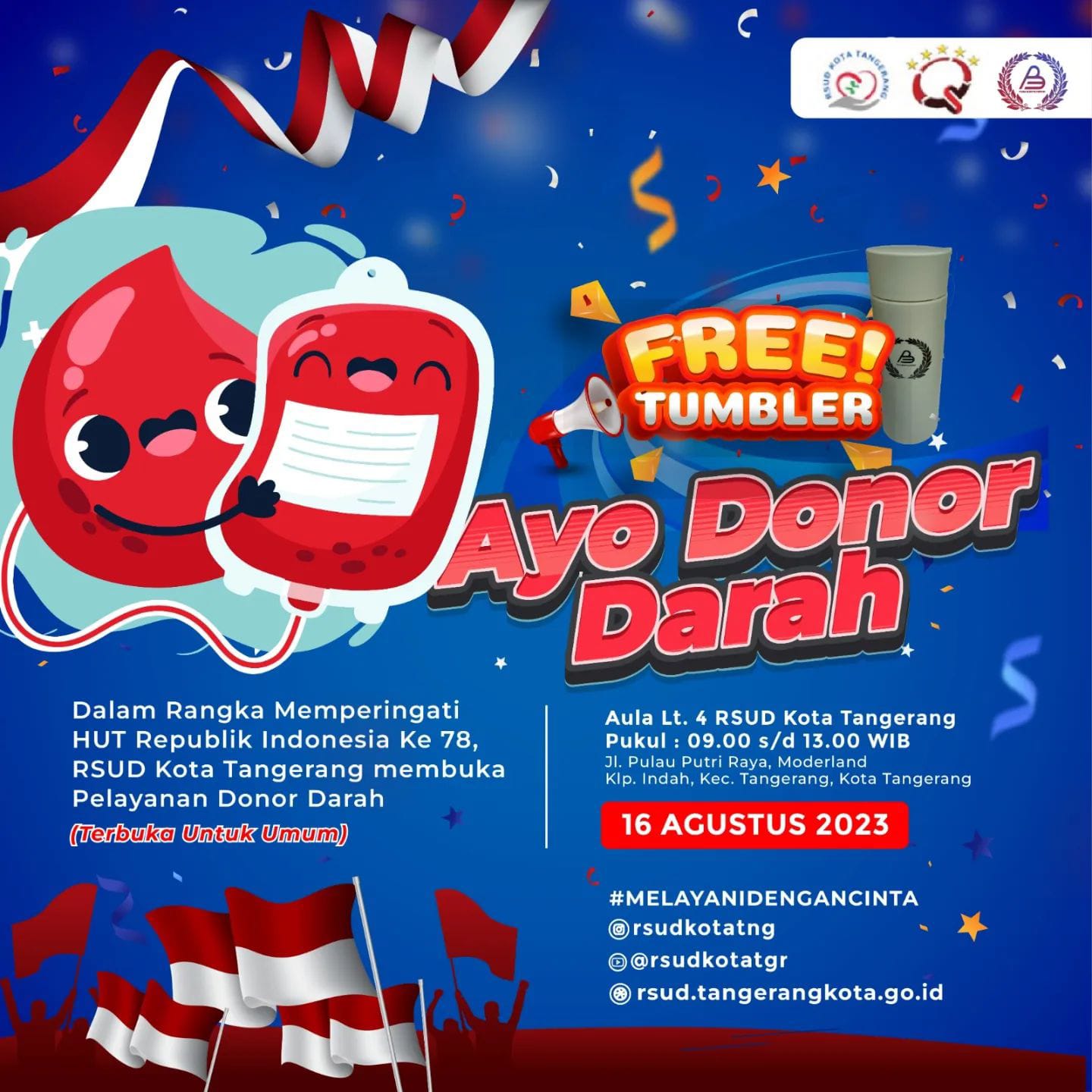 Sambut Hari Kemerdekaan Rsud Kota Tangerang Gelar Pelayanan Donor Darah Terbuka