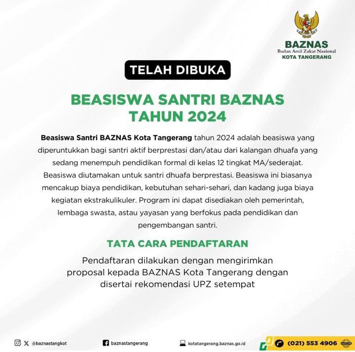 beasiswa-santri-baznas-kota-tangerang-2024-dibuka-berikut-alur-dan-syarat-pendaftaran