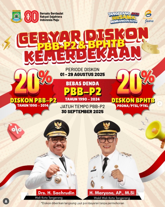 pemkot-tangerang-hadirkan-gebyar-diskon-pbb-p2-dan-bphtb-edisi-kemerdekaan-cuma-bayar-80-hingga-bebas-denda
